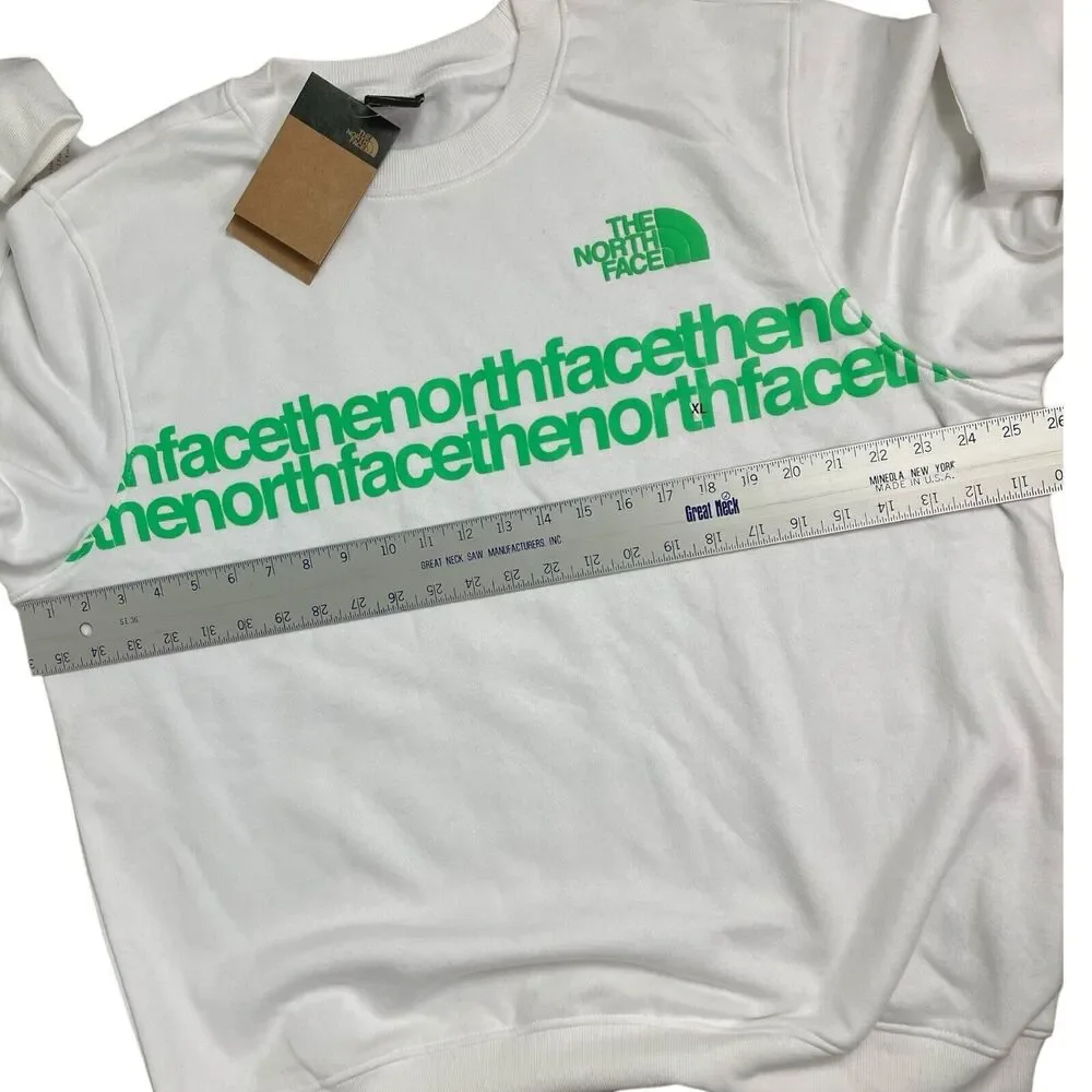 The North Face Sweatshirt Mens XL White Fleece Green Spellout Outdoors Logo‎